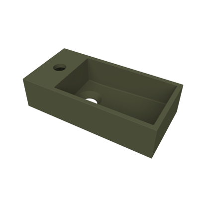 Arcqua Flair fontaine - 36x18x9cm - marbre de synthèse - 1 trou de robinet - gauche - vert mat