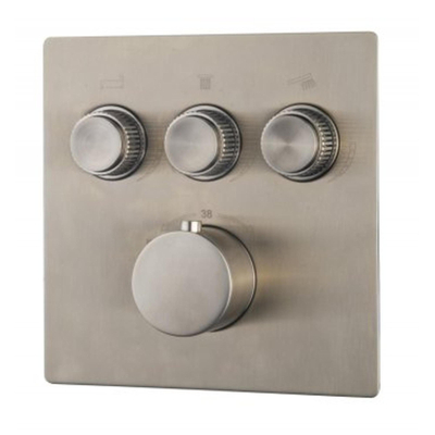 Wiesbaden Caral Klik Pro élément de finition thermostatique encastré 3 voies acier brossé PVD