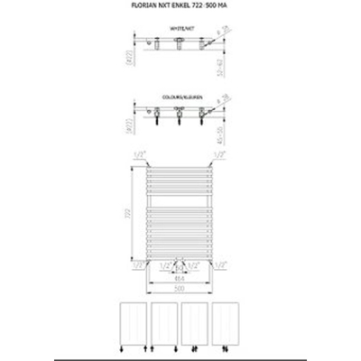 Plieger Florian Nxt M radiateur design simple horizontal avec raccordement central 722x500mm 391W noir graphite (black graphite)