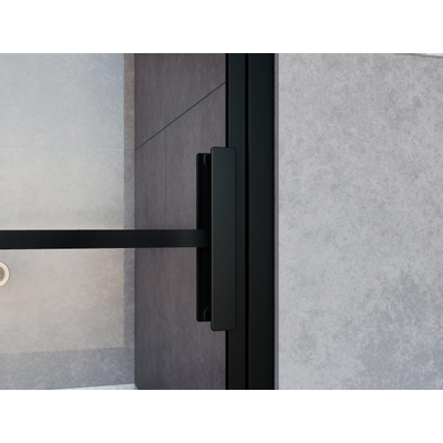 Saniclass Bellini Porte de douche 140x200cm avec paroi fixe verre de sécurité anticalcaire cadre Lines à l'extérieur Noir mat