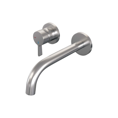 BRAUER Brushed Edition Wastafelmengkraan inbouw - gebogen uitloop rechts - hendel middel dik - inclusief inbouwdeel - model E2 PVD - geborsteld RVS