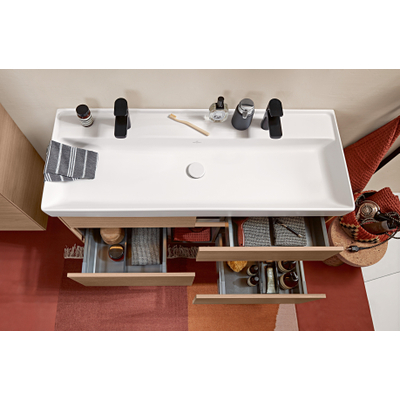 Villeroy & Boch Collaro meubelwastafel - 120x47cm - zonder overloop - 2 kraangatenen - Stone White (mat wit)