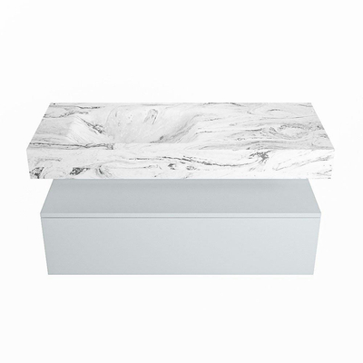 Mondiaz ALAN-DLUX Ensemble de meuble - 110cm - meuble Clay mat - 1 tiroir - Lavabo Cloud Glace suspendu - vasque Gauche - 0 trous de robinet