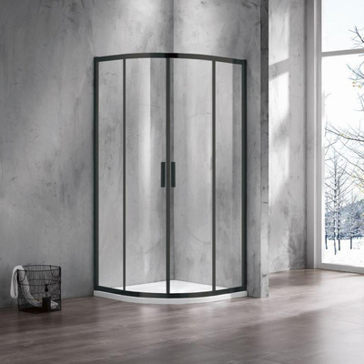 Marenza Casus Cabine de douche - 90x90x200cm - quart de cercle - verre clair - profilé - noir mat