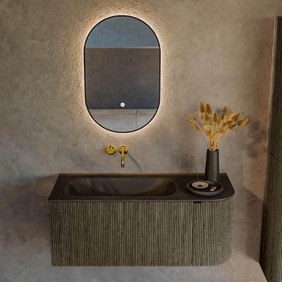 Mondiaz KURVE Ensemble meuble de salle de bains - 105x46x40cm - 1 tiroir - 1 porte - lavabo solid surface - gauche - sans trou de robinet - Shadow