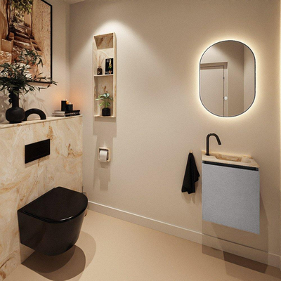 MONDIAZ TURE-DLUX Meuble toilette - 40cm - Plata - EDEN - vasque Frappe - position droite - 1 trou de robinet
