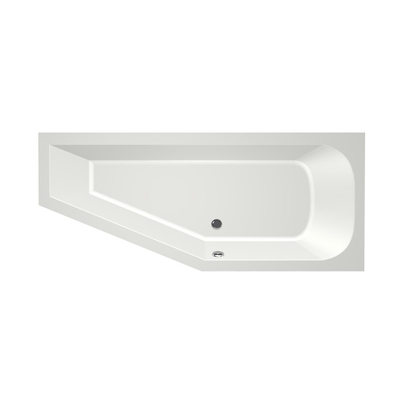 Xenz Lagoon Baignoire d'angle - 170x75x48 - bonde au milieu - Droite - Compact - acrylique - blanc mat