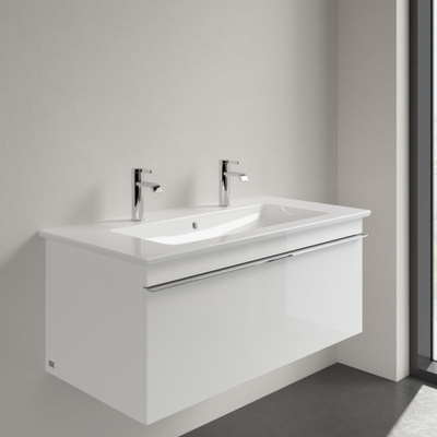 Villeroy & Boch Venticello Lavabo pour meuble avec lavabo au centre 100x50cm avec 2x1 trou pour robinetterie avec trop plein ceramic+ blanc