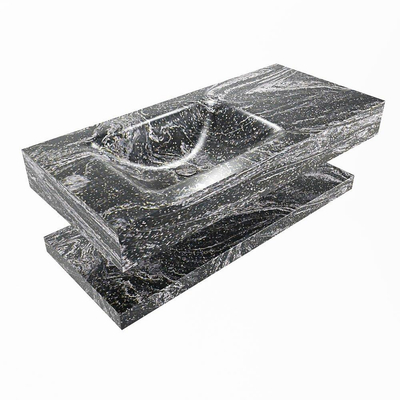 MONDIAZ ALAN - DLUX Badkamermeubelset - 100cm - planchet - Lava - vrijhangende wastafel - wasbak links - 1 kraangat - Lava