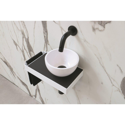 Ink Jazz XS fontein – rond – 36x20 cm – polystone wit glans – zonder kraan – frame wit met quartz plateau