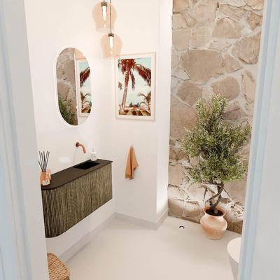 Mondiaz JOYA 81.6cm toiletmeubel - ronding links kleur Dusk - Wastafel FAYE positie Rechts Zonder kraangat kleur Urban.