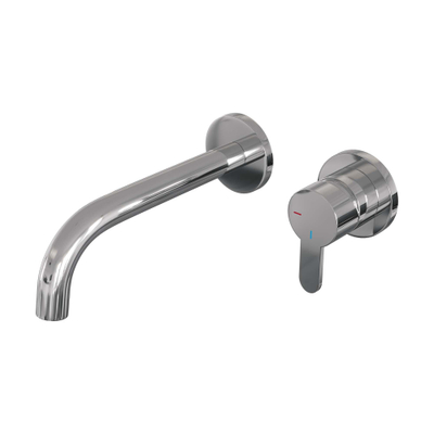 BRAUER Chrome Edition Wastafelmengkraan inbouw - gebogen uitloop links - hendel plat smal - inclusief inbouwdeel - model D 1 - chroom