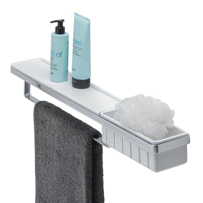 Geesa Frame Étagère avec porte-serviettes et panier de douche Blanc / Chrome