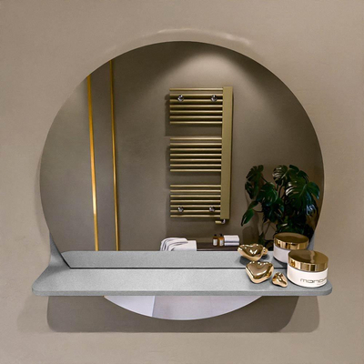 Mondiaz SPOT Badkamerspiegel - rond 50cm - spiegelplanchet - kleur Plata
