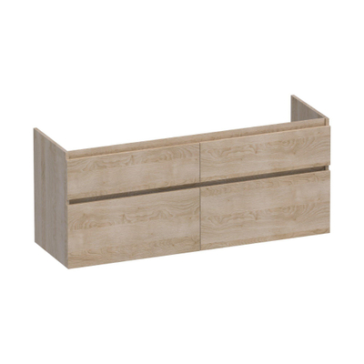 Saniclass Advance Meuble sous-lavabo 139x60x45.5cm sans poignées 4 tiroirs 2 espaces siphon MDF Legno Calore