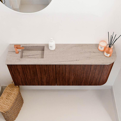 Mondiaz JOYA-DLUX 101.6cm toiletmeubel - ronding rechts kleur Ruby - Wastafel FAYE positie Links 1 kraangat kleur Saba.