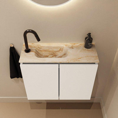 MONDIAZ TURE-DLUX 60cm toiletmeubel Talc. EDEN wastafel Frappe positie links. Met 1 kraangat.