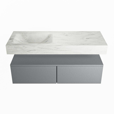 MONDIAZ ALAN - DLUX Badkamermeubelset - 120cm - onderkast - Plata - 2 lades - vrijhangende wastafel - wasbak links - 1 kraangat - Opalo