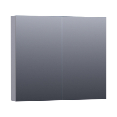 BRAUER Impress Deluxe armoire de toilette - 80x70x15cm - éclairage interne et externe - 2 portes miroir double face - gris mat
