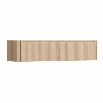 H&R Badmeubelen Juice Wastafelonderkast - 180x45x40cm - linkerhoek afgerond - 3D-front - 2 lades - geïntegreerde greep - french oak