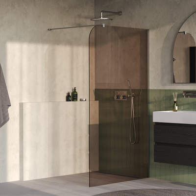BRAUER Orion Paroi de douche à l'italienne - 120x200cm - verre bronze - revêtement de verre - PVD - inox brossé