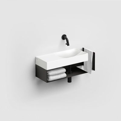Clou Vale céramique lave-mains 45x19x7cm pré-percé trou de robinet à gauche Blanc mat