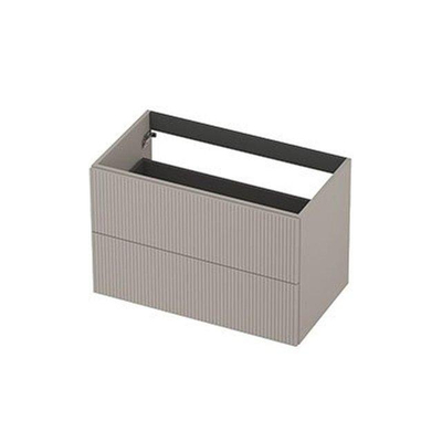 INK Meuble sous-vasque - 80x45x52cm - 2 tiroirs - poignées en applique - fraisage vertical - MDF laqué - Gris cachemire mat