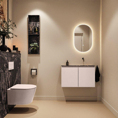 MONDIAZ TURE-DLUX Meuble WC 80 cm Rosee. Lavabo EDEN Lava position droite. Sans trou de robinet.