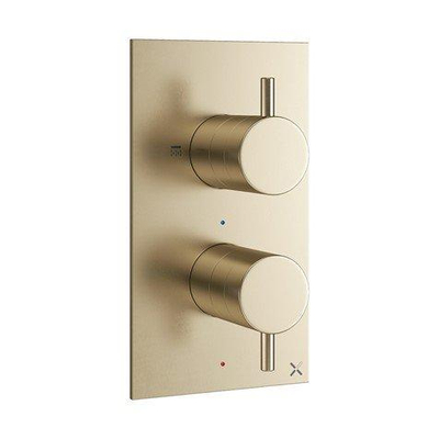 Crosswater MPRO douchekraan - inbouw - verticaal - 2 functies - geborsteld messing lichte schade knop OUTLETSTORE