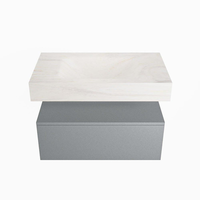 MONDIAZ ALAN - DLUX Badkamermeubelset - 80cm - onderkast - Plata - 1 lade - vrijhangende wastafel - wasbak midden - 1 kraangat - Ostra