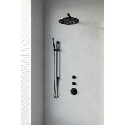 Brauer black edition ensemble de douche thermostatique 30cm douche de tête bras mural douche debout sur barre coulissante noir mat