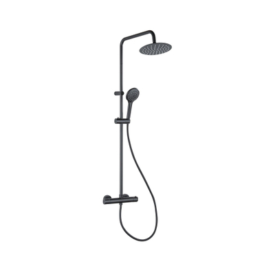 FugaFlow Efficiente Sobrado ensemble de douche à effet pluie avec thermostat douche de tête 20cm douchette à main 3 positions noir