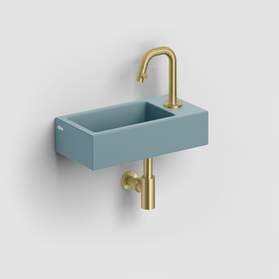 Clou Flush 3 fontein 36x18cm met kraangat rechts mat blauw keramiek