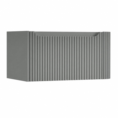 H&R Badmeubelen Juice Wastafelonderkast - 80x45x40cm - rechterhoek afgerond - 3D-front - 1 lade - geïntegreerde greep - stone grey mat