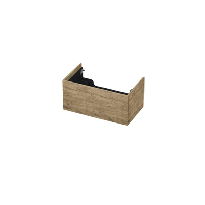 INK Wastafelonderkast - 80x45x37.6cm - 1 lade - push to open - met recht opdekfront - MFC - Naturel eiken