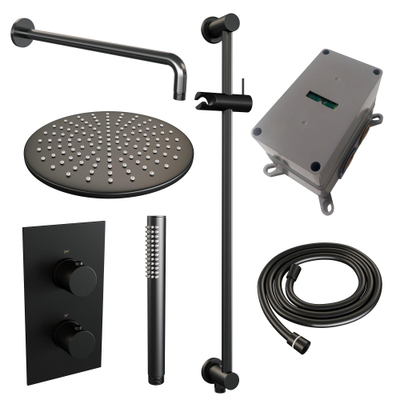 BRAUER Black Edition inbouw regendoucheset – Ø30 cm hoofddouche – 40 cm gebogen wandarm – met omstel – glijstang 70 cm