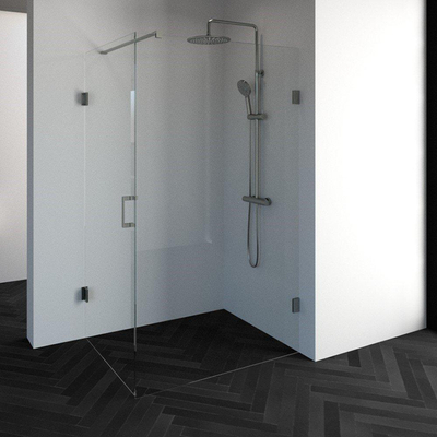 Saniclass Create Cabine de douche en 2 parties 120x90cm sans profilé avec verre de sécurité anticalcaire 8mm Inox brossé mat