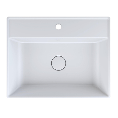Arcqua Edge Lavabo à poser - 60x47x12cm - 1 trou de robinet - marbre de synthèse - blanc mat