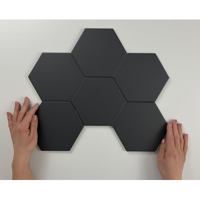 ÉCHANTILLON Terravito Bereno carreau mural et de sol - 15x17cm - 9mm - Hexagone - Noir mat