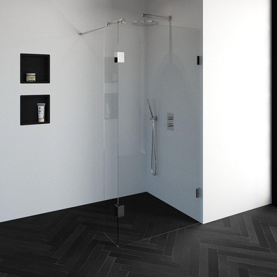 BRAUER Void inloopdouche helder glas 100x200 met 30 zijwand incl. glascoating chroom