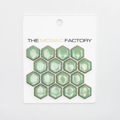 ÉCHANTILLON The Mosaic Factory Barcelona carreau mosaïque 2.3x2.6x0.5cm Hexagone Porcelaine émaillée Vert antique avec bordure rétro