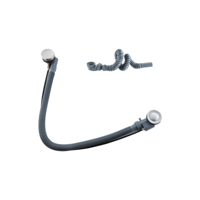 FugaFlow Eccelente Acces Ensemble vidage de baignoire - commande rotative - rallongé - acier inoxydable brossé