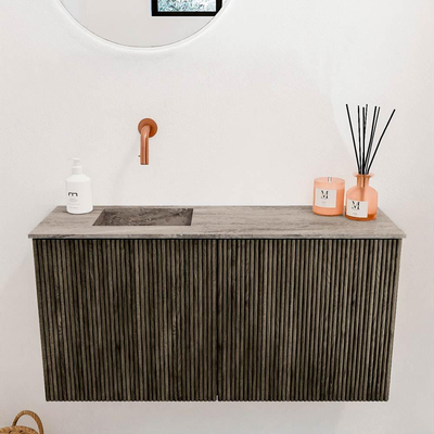 Mondiaz JOYA-DLUX 80cm toiletmeubel - kleur Shadow - Wastafel FAYE positie Links Zonder kraangat kleur Oza.