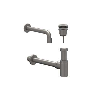 IVY Ensemble de lave-mains - modèle mural - recoupable - bonde always open - Metal black brossé PVD