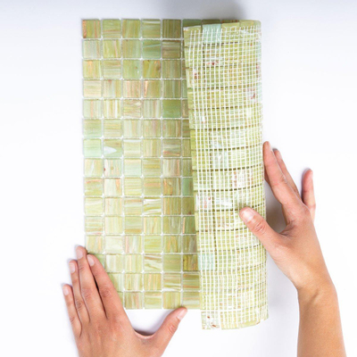 The Mosaic Factory Amsterdam carrelage mosaïque 32.2x32.2cm pour mur et sol intérieur et extérieur carré verre vert clair