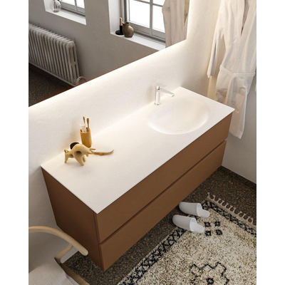 Mondiaz VICA ensemble de meuble de salle de bain - 120cm - meuble sous-vasque repos - 2 tiroirs - lavabo moon droite - 1 trou de robinet - version XL 60cm haut