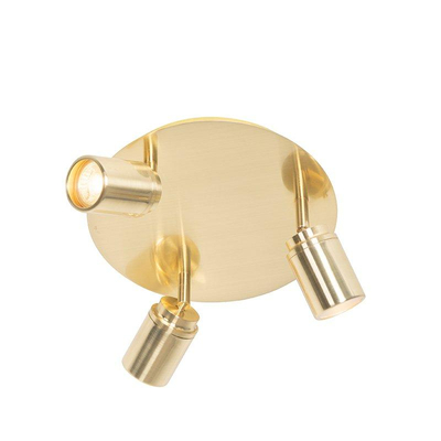 QAZQA Ducha plafonnier de salle de bains - 25x25cm - 3 spots - IP44 - laiton (doré)