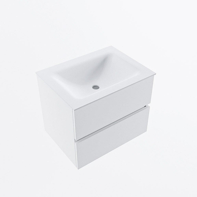 Mondiaz VICA ensemble de meuble de salle de bain - 60cm - meuble sous-vasque talc - 2 tiroirs - lavabo cloud milieu - 1 trou de robinet - version haute de 60cm - talc