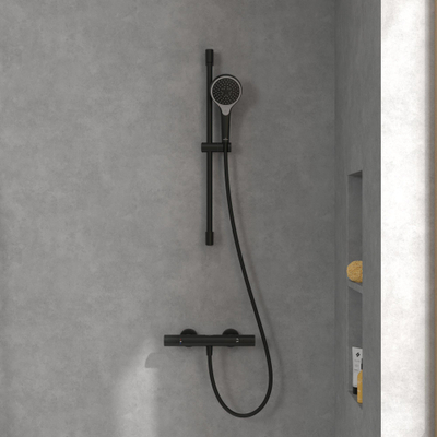 Villeroy & Boch Verve Showers Ensemble barre de douche avec trois fonctions pour montage mural - noir mat