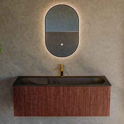 Mondiaz KURVE Ensemble de meuble salle de bain - 120x46x40cm - 1 tiroir - lavabo en solid surface - centre - 1 trou de robinet - Ruby